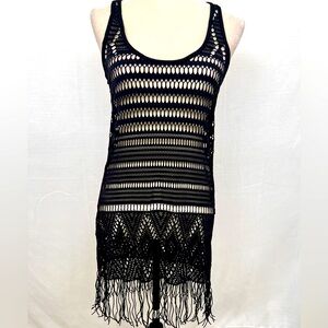 NWOT🔥 Beach Bunny🔥 Desert Dreamer Black Crochet Fringe Bathing Suit cover up